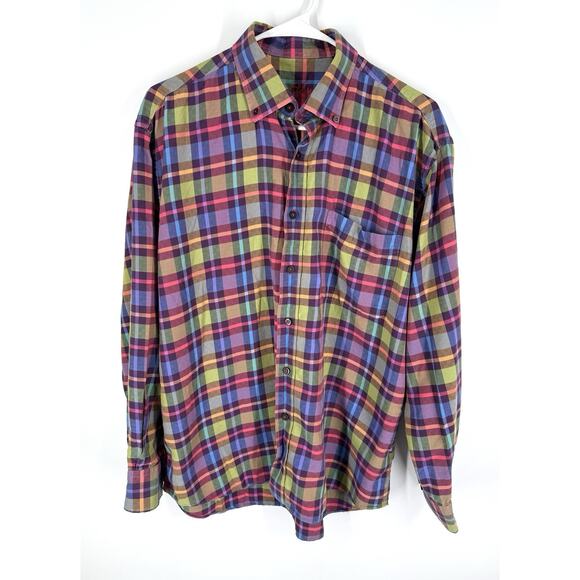 Alan Flusser Other - Alan Flusser Button Down Collar Shirt Mens Large Colorful Check Plaid L/S Pocket